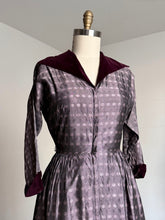 Load image into Gallery viewer, vintage 1950s front zip purple dress {s}