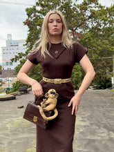 Load image into Gallery viewer, vintage 1950s brown wool dress {xs}