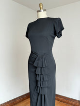Load image into Gallery viewer, vintage 1940s black rayon dress {m}