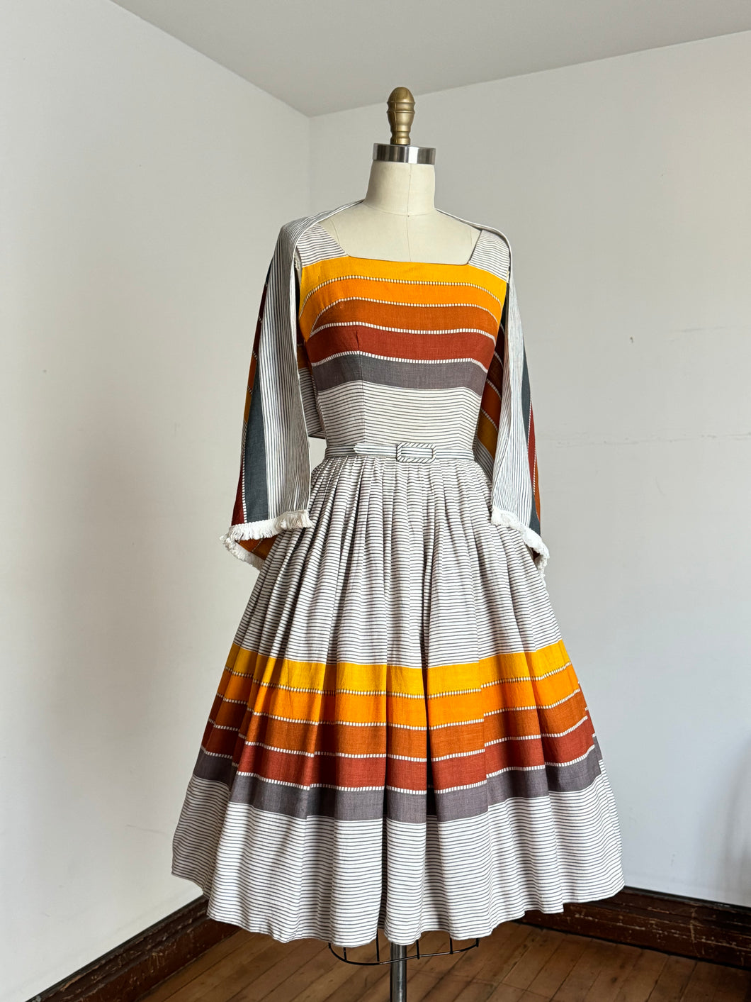 vintage 1960s linen sun dress set with shawl {xxs}