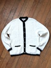 Load image into Gallery viewer, vintage 1960s white fuzzy shag cardigan