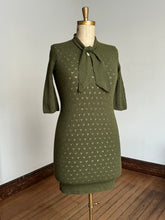 Load image into Gallery viewer, vintage 1950s green knit sweater dress {m-XL}