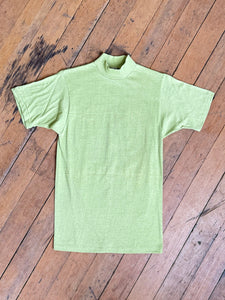 NOS vintage 1960s green mock neck t-shirt