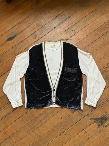 AS-IS vintage 1950s lurex color block sweater jacket rockabilly