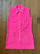 Load image into Gallery viewer, vintage 1960s pink terrycloth mini dress beach cover up {m-L}