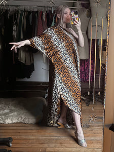 vintage 1970s leopard print maxi dress