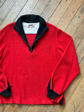 Load image into Gallery viewer, vintage 1950s red fuzzy pullover quarter zip sweater