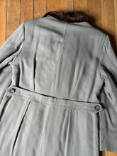 Load image into Gallery viewer, vintage 1940s double breasted quilted lined overcoat with half belt