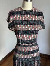 Load image into Gallery viewer, vintage 1940s rayon abstract print dress {xs}