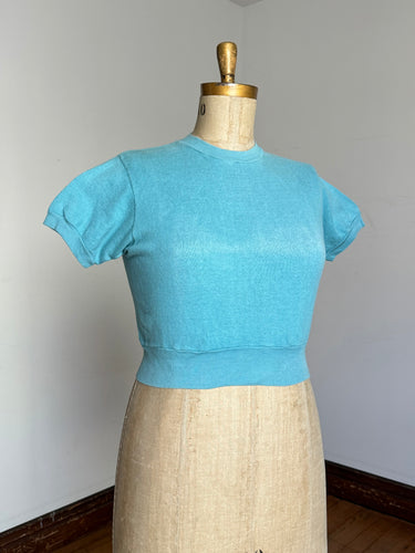 vintage 1950s blue sportswear knit top {XL-1X}