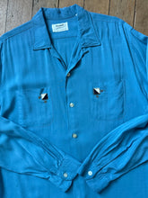 Load image into Gallery viewer, vintage 1950s long sleeve rayon shirt with studs