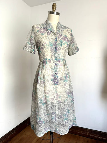 vintage 1950s sheer floral dress {m}