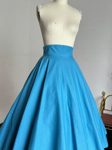 vintage 1950s blue cotton circle skirt {xs}