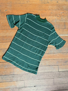 NOS vintage 1960s green striped t-shirt