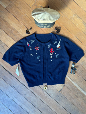 vintage 1950s cashmere Nautical cardigan {s-m}