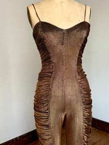 vintage 1980s Frederick’s of Hollywood gold jumpsuit {s}