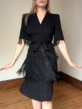 Load image into Gallery viewer, vintage 1940s black tassel dress {xs}