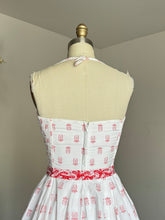 Load image into Gallery viewer, vintage 1950s pineapple print cotton sun dress {xs-m}