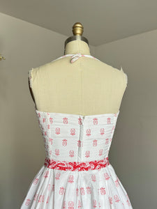 vintage 1950s pineapple print cotton sun dress {xs-m}