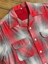 Load image into Gallery viewer, vintage 1950s plaid wool long sleeve shirt - loop collar