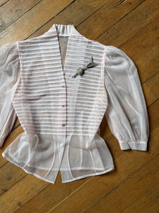 vintage 1950s sheer pink blouse {xs/s}