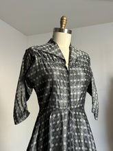 Load image into Gallery viewer, vintage 1950s front zip silver dress {m}