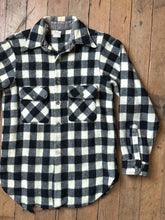 Load image into Gallery viewer, vintage 1950s black &amp; white plaid wool shirt