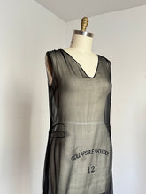 Load image into Gallery viewer, vintage 1920s black sheer silk dress {m/L}
