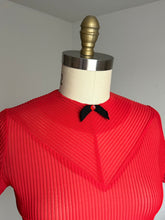 Load image into Gallery viewer, vintage 1950s sheer red blouse {s/m}