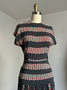 vintage 1940s rayon abstract print dress {xs}