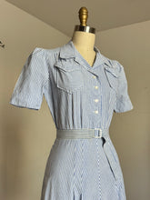 Load image into Gallery viewer, vintage 1930s 40s striped cotton dress {s/m}