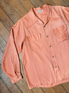 vintage 1950s long sleeve rayon shirt - loop collar