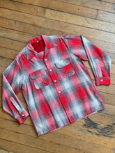 Load image into Gallery viewer, vintage 1950s plaid wool long sleeve shirt - loop collar