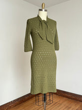 Load image into Gallery viewer, vintage 1950s green knit sweater dress {m-XL}