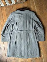 Load image into Gallery viewer, vintage 1940s double breasted quilted lined overcoat with half belt
