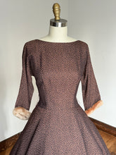 Load image into Gallery viewer, vintage 1950s party dress w/ faux fur cuffs {s}