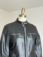 Load image into Gallery viewer, vintage 1960s black leather biker jacket
