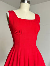 Load image into Gallery viewer, vintage 1950s red Jonathan Logan pinafore dress {xs}