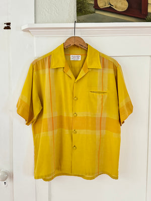 vintage 1960s plaid short sleeve shirt - loop collar