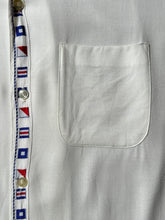 Load image into Gallery viewer, vintage 1950s rayon flag shirt - loop collar