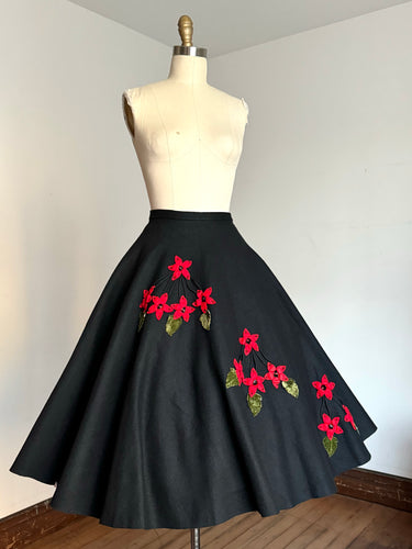 vintage 1950s floral felt circle skirt {xs}