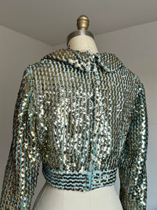 vintage 1960s sequin crop top {s}