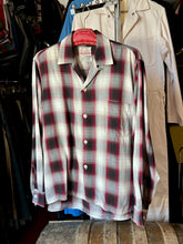 Load image into Gallery viewer, vintage 1950s shadow plaid long sleeve shirt - loop collar