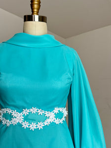 vintage 1960s blue baby doll mini dress {xxs}