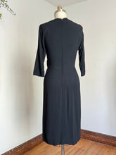 Load image into Gallery viewer, vintage 1950s black rayon Dorothy O’Hara dress {s-m}