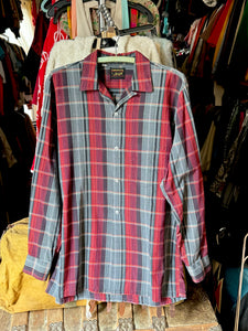 vintage 1950s plaid long sleeve shirt