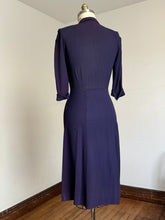 Load image into Gallery viewer, vintage 1940s 50s navy rayon dress {s}