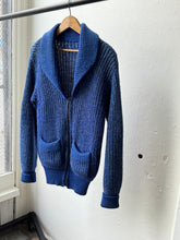 Load image into Gallery viewer, vintage 1950s blue knit zip up sweater