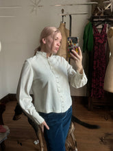 Load image into Gallery viewer, vintage 1960s silver metallic blouse {L}