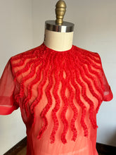 Load image into Gallery viewer, vintage 1950s sheer red blouse {L}